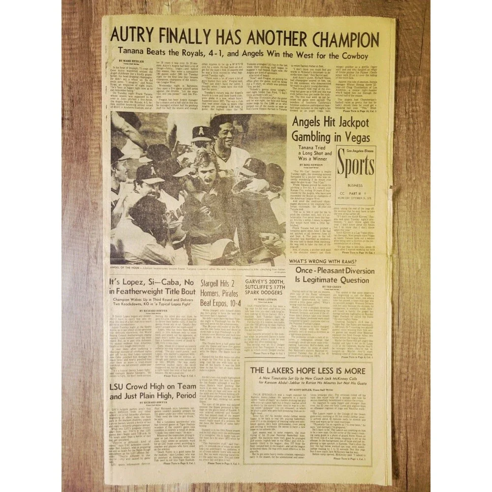 1979 Sep 26: LA Times Sports - Angels & Owner Gene Autry Win AL West! Baseball
